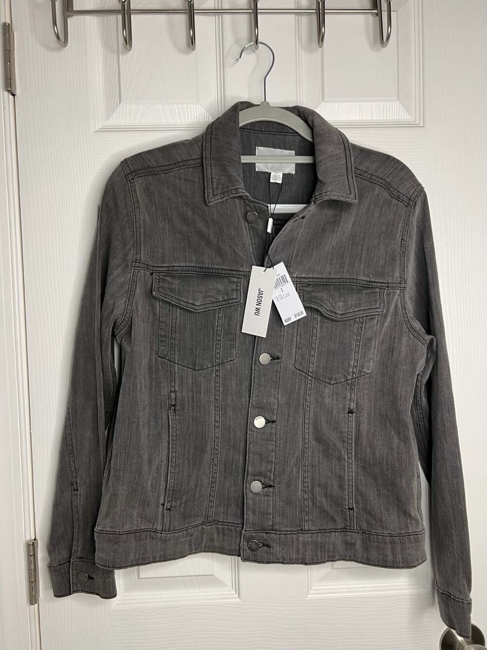 Jason Wu Men’s Gray Denim Jacket NWT Small Designer Stretch Trucker Coat